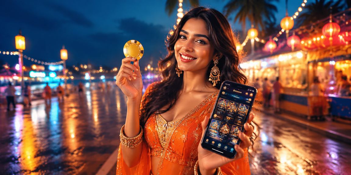 India mobile casino night market scene